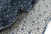 Japanese Fabric Yarn Dyed Woven Jacquard Sweet Floral - navy blue - 50cm